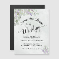 Hochzeit Sichern Sie das Datum Eukalyptus & Lavend