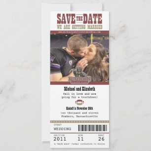Hochzeit Sichern Sie das Datum Fußball-Ticket Save The Date