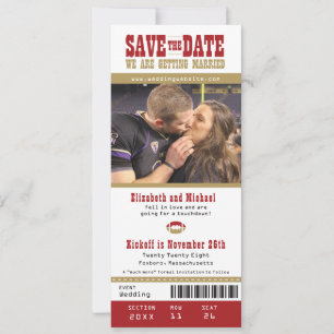 Hochzeit Sichern Sie das Datum Fußball-Ticket Save The Date