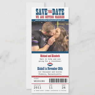 Hochzeit Sichern Sie das Datum Fußball-Ticket Save The Date