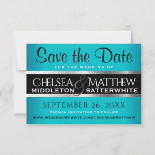 Hochzeit Sichern Sie das Datum Türkis und Silber Save The Date