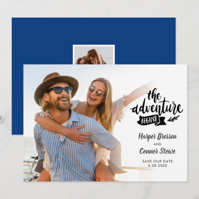 Hochzeit Sichern Sie das Foto 2 des Abenteuers Einladung (Vorne/Hinten)