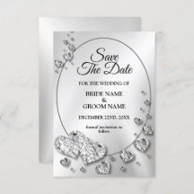 Hochzeit Silber Shiny Hearts Geometric Elegant