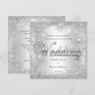 Hochzeit Silber Winter Wonderland Schneeflocken Einladung