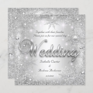 Hochzeit Silver Winter Wonderland Schneeflocken Einladung