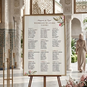 Hochzeit Sitzordnung   Rosa Pfingstrosen-Blumenmus Poster