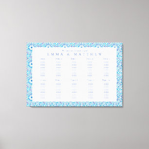 Hochzeit Sitzplan Blaue Fliesen Finde Deinen Platz Leinwanddruck