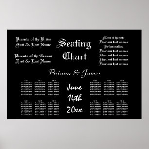 Hochzeit Sitzplan Braut Bräutigam Brautgäste Poster