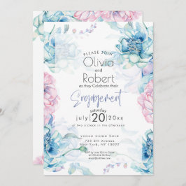 Hochzeit | Sky Blue und Bubblegum Pink Peonies Einladung