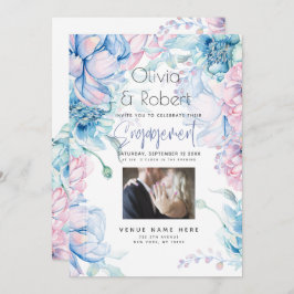 Hochzeit | Sky Blue und Bubblegum Pink Peonies Einladung