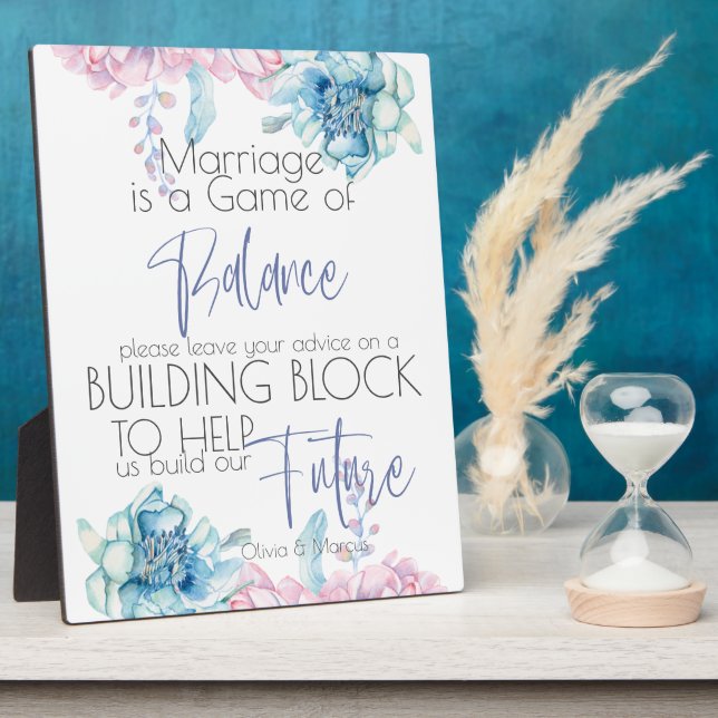 Hochzeit | Sky Blue und Bubblegum Pink Peonies Fotoplatte (Seite)