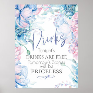 Hochzeit Sky Blue und Bubblegum Pink Peonies Poster