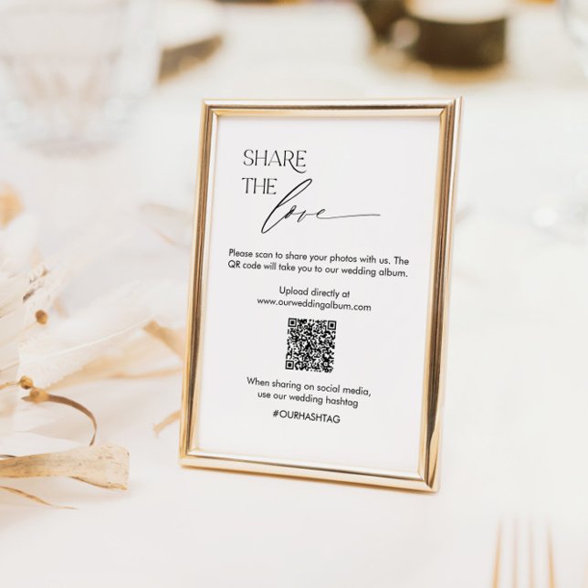 Hochzeit Social Media Sign mit QR Code und Script Tischnummer (Von Creator hochgeladen)