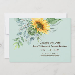 Hochzeit Sonnenblume Rustikal Datum ändern Grün Save The Date