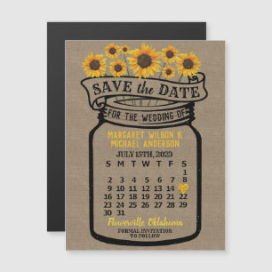 Hochzeit Sonnenblumen Mason Jar Juli 2023 Date Mag Magnetkarte