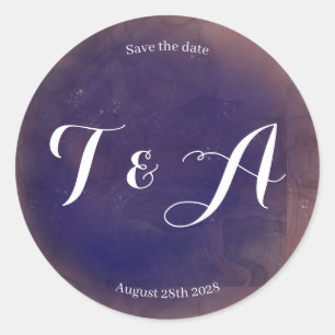 Hochzeit Speichern Sie das Date Elegant Monogram L Runder Aufkleber