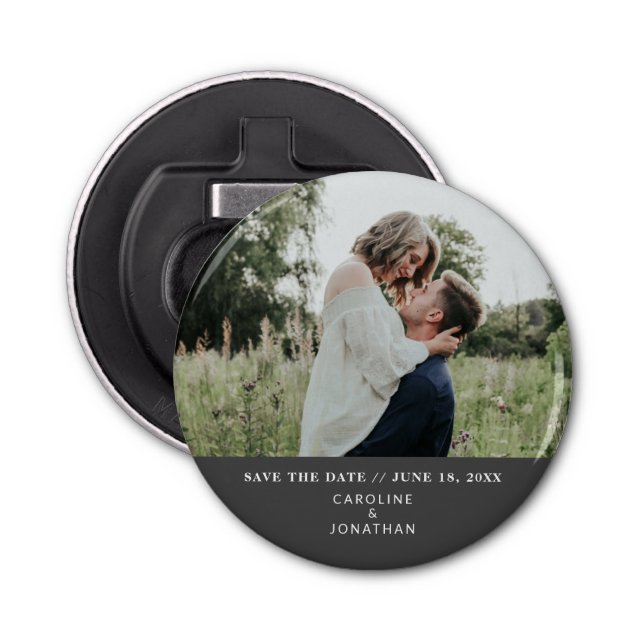 Hochzeit Speichern Sie das Date-Foto einfache Mini Flaschenöffner (Vorderseite)