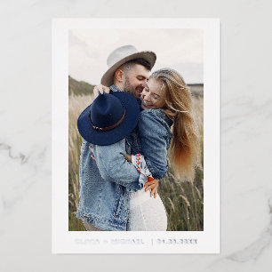 Hochzeit Speichern Sie das Date Foto Minimalistisc Folieneinladung