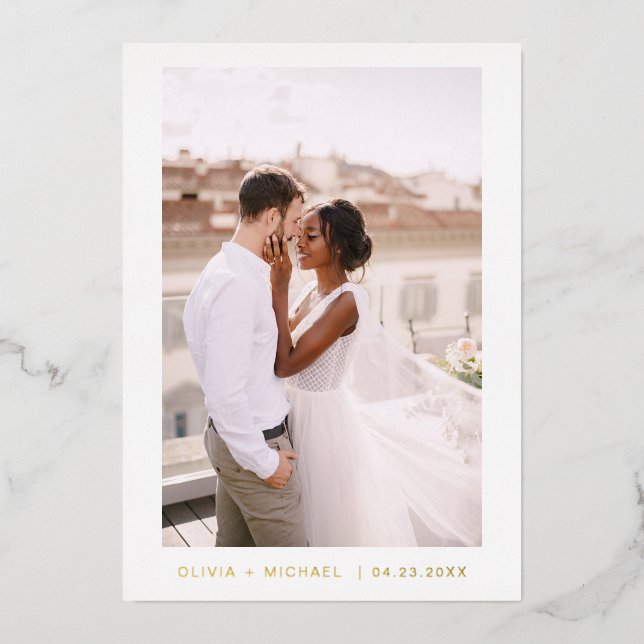 Hochzeit Speichern Sie das Date Foto Minimalistisc Folieneinladung (Vorderseite)