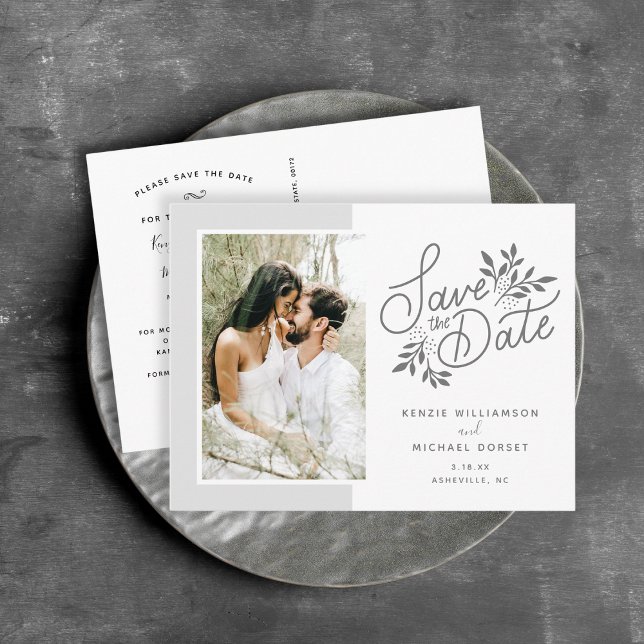 Hochzeit Speichern Sie das Date Foto Script botani Postkarte (Von Creator hochgeladen)