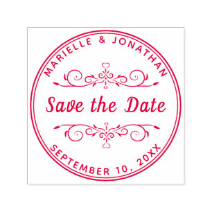 Hochzeit Speichern Sie das Date Heart Floral Custo Permastempel
