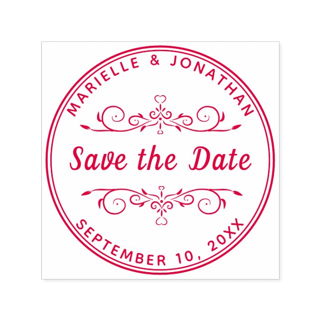 Hochzeit Speichern Sie das Date Heart Floral Custo Permastempel (Design)