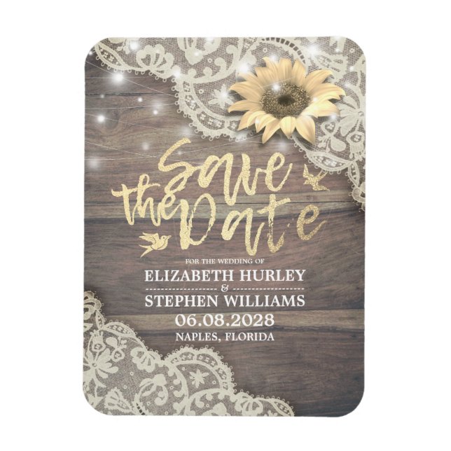 Hochzeit speichern Sie das Datum, an dem Sonnenblu Magnet (Vertikal)