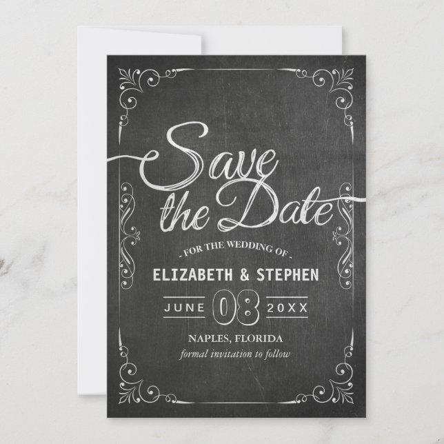 Hochzeit speichern Sie das Datum Black Gold Script Save The Date (Vorderseite)
