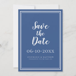 Hochzeit speichern Sie das Datum Blue Modern Scrip