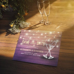 Hochzeit speichern Sie das Datum Champagner Glass Ankündigungspostkarte