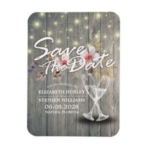 Hochzeit speichern Sie das Datum Champagner Glass  Magnet
