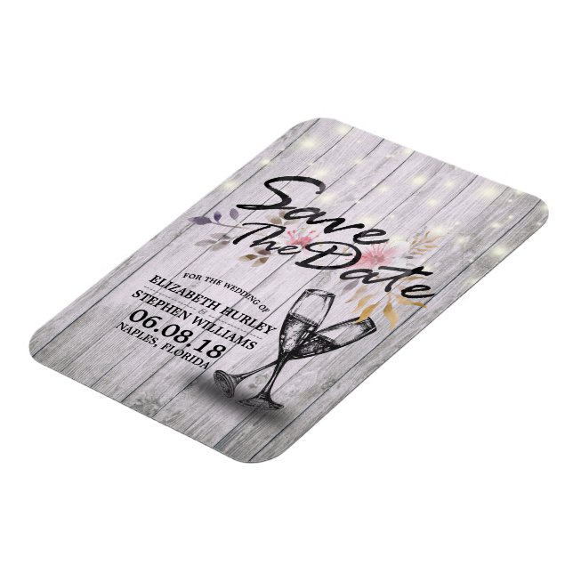 Hochzeit speichern Sie das Datum Champagner Glass  Magnet (Linke Seite)