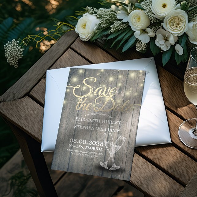 Hochzeit speichern Sie das Datum Champagner Glass  Save The Date (Von Creator hochgeladen)