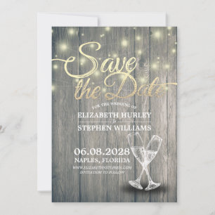 Hochzeit speichern Sie das Datum Champagner Glass Save The Date