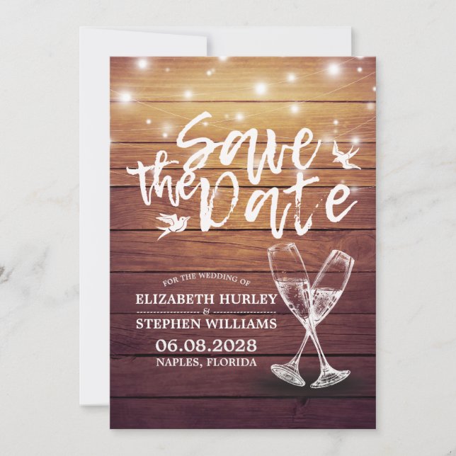Hochzeit speichern Sie das Datum Champagner Glass  Save The Date (Vorderseite)