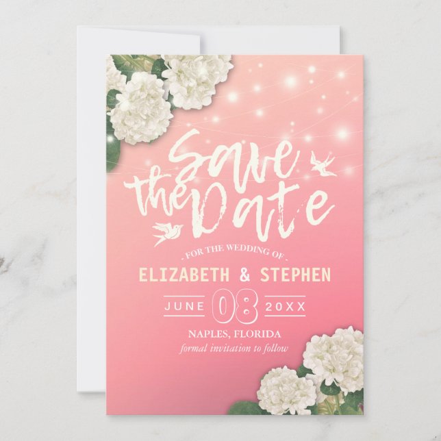 Hochzeit speichern Sie das Datum chic Hydrangea St Save The Date (Vorderseite)