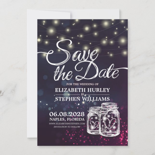 Hochzeit speichern Sie das Datum Chic Mason Jar Li Save The Date (Vorderseite)