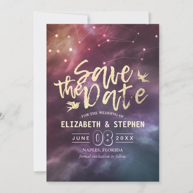 Hochzeit speichern Sie das Datum Chic Star Sky Ste Save The Date (Vorderseite)