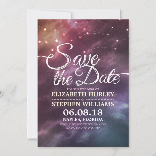 Hochzeit speichern Sie das Datum Chic Star Sky Ste Save The Date (Vorderseite)