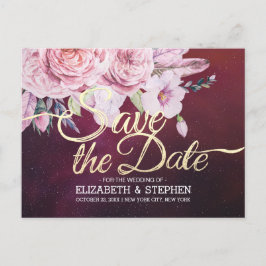 Hochzeit speichern Sie das Datum der Blumenfeather Ankündigungspostkarte