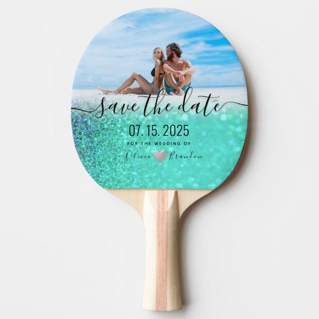 Hochzeit speichern Sie das Datum der Einladung Tischtennis Schläger (Vorderseite)
