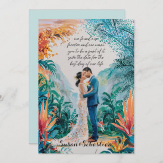 Hochzeit speichern Sie das Datum einfache Wasserfa Einladung