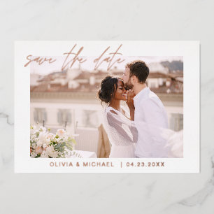 Hochzeit Speichern Sie das Datum Foto Minimalistis Folieneinladung