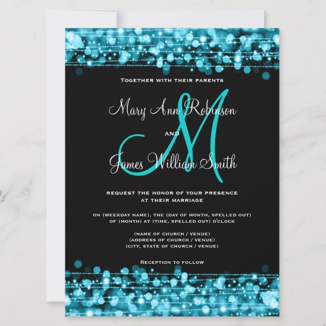 Hochzeit speichern Sie das Datum Glitzern Türkis Save The Date (Vorderseite)