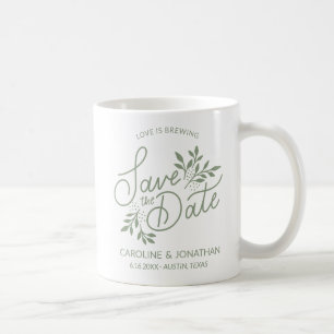 Hochzeit Speichern Sie das Datum Liebe Brauen Paar Kaffeetasse