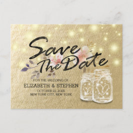 Hochzeit speichern Sie das Datum Mason Jar String Ankündigungspostkarte