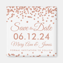 Hochzeit speichern Sie das Datum Rose Gold Glitzer Magnet
