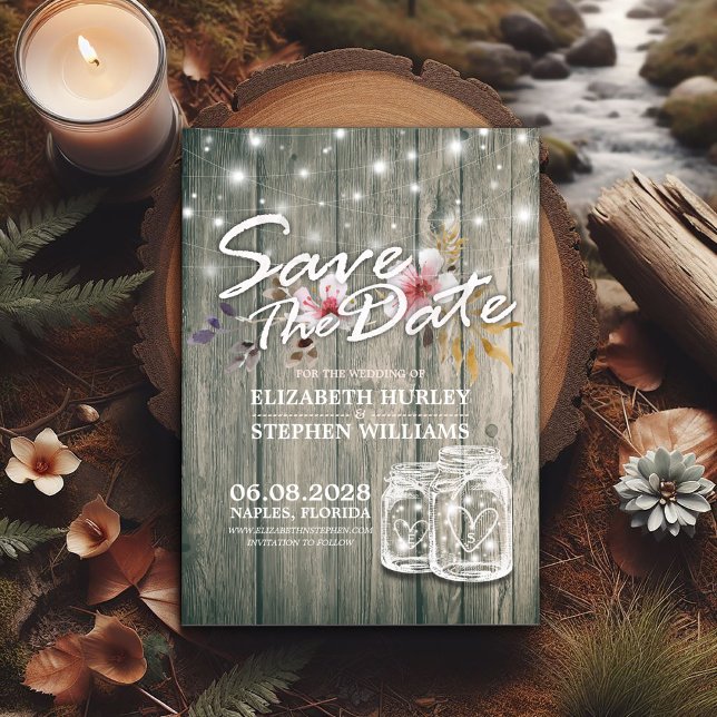 Hochzeit speichern Sie das Datum rustikale Holz Ma Save The Date (Von Creator hochgeladen)