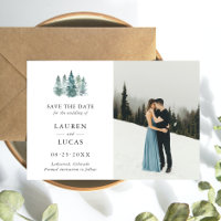 Hochzeit speichern Sie das Datum Rustikale Pinienb