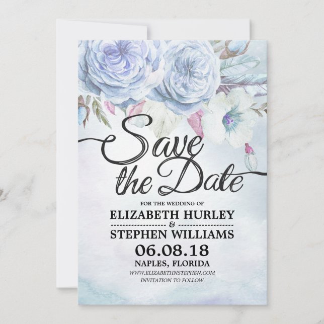 Hochzeit speichern Sie das Datum Wasserfarbe Blume Save The Date (Vorderseite)
